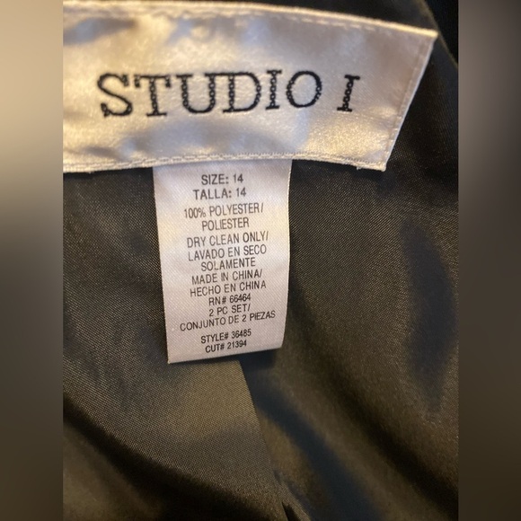 Studio I  Black Satin Collared Tuxedo Blazer Jacket Size 14 - Picture 10 of 11